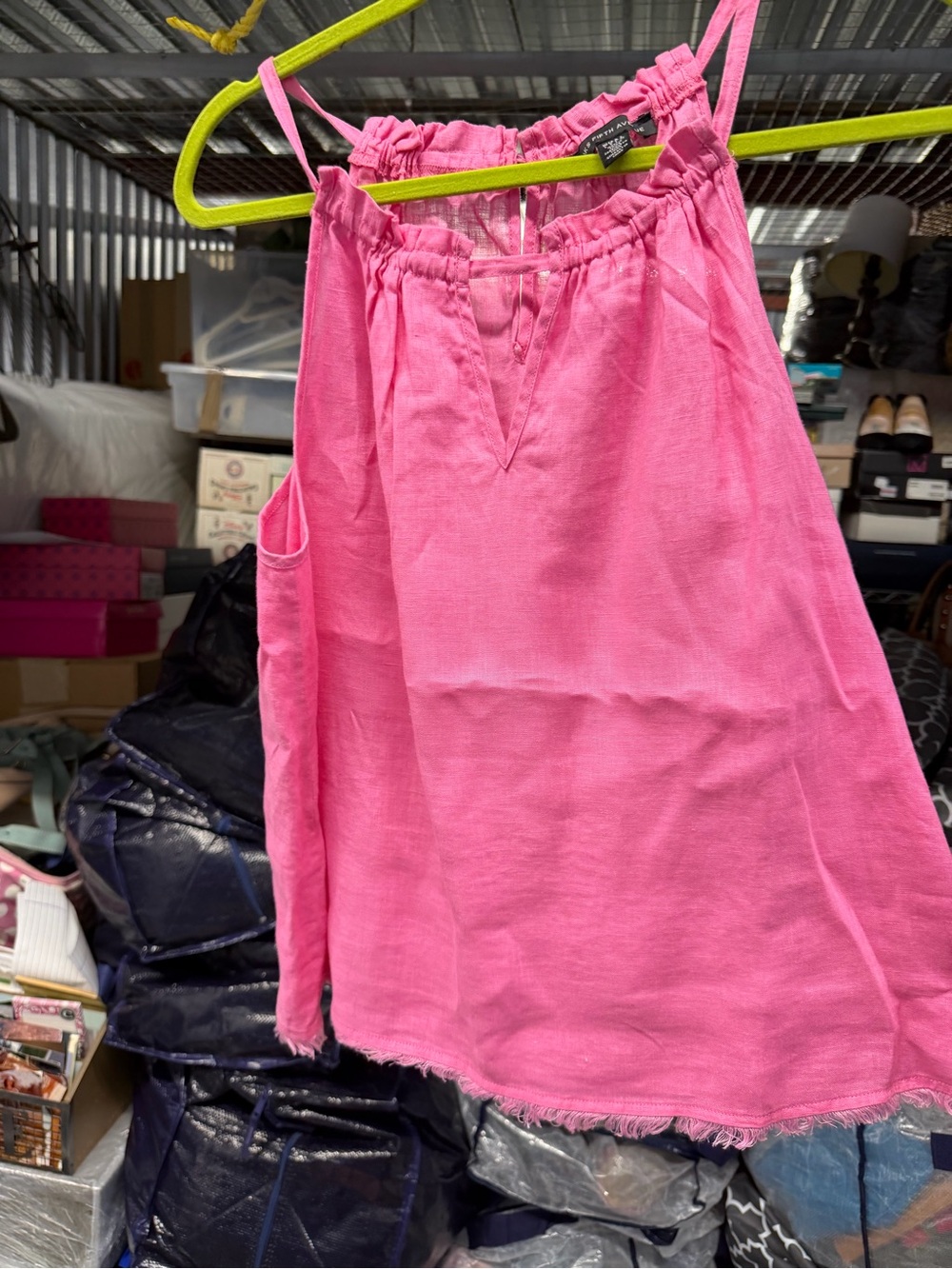 Saks Fifth Avenue Hot Pink Sleeveless Tank with Ruffled Neckline